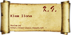 Klem Ilona névjegykártya